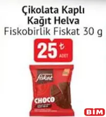 FİSKOBİRLİK FİSKAT ÇİKOLATA KAPLI KAĞIT HELVA 30 G FİSKOBİRLİK FİSKAT ÇİKOLATA KAPLI KAĞIT HELVA 30 G
